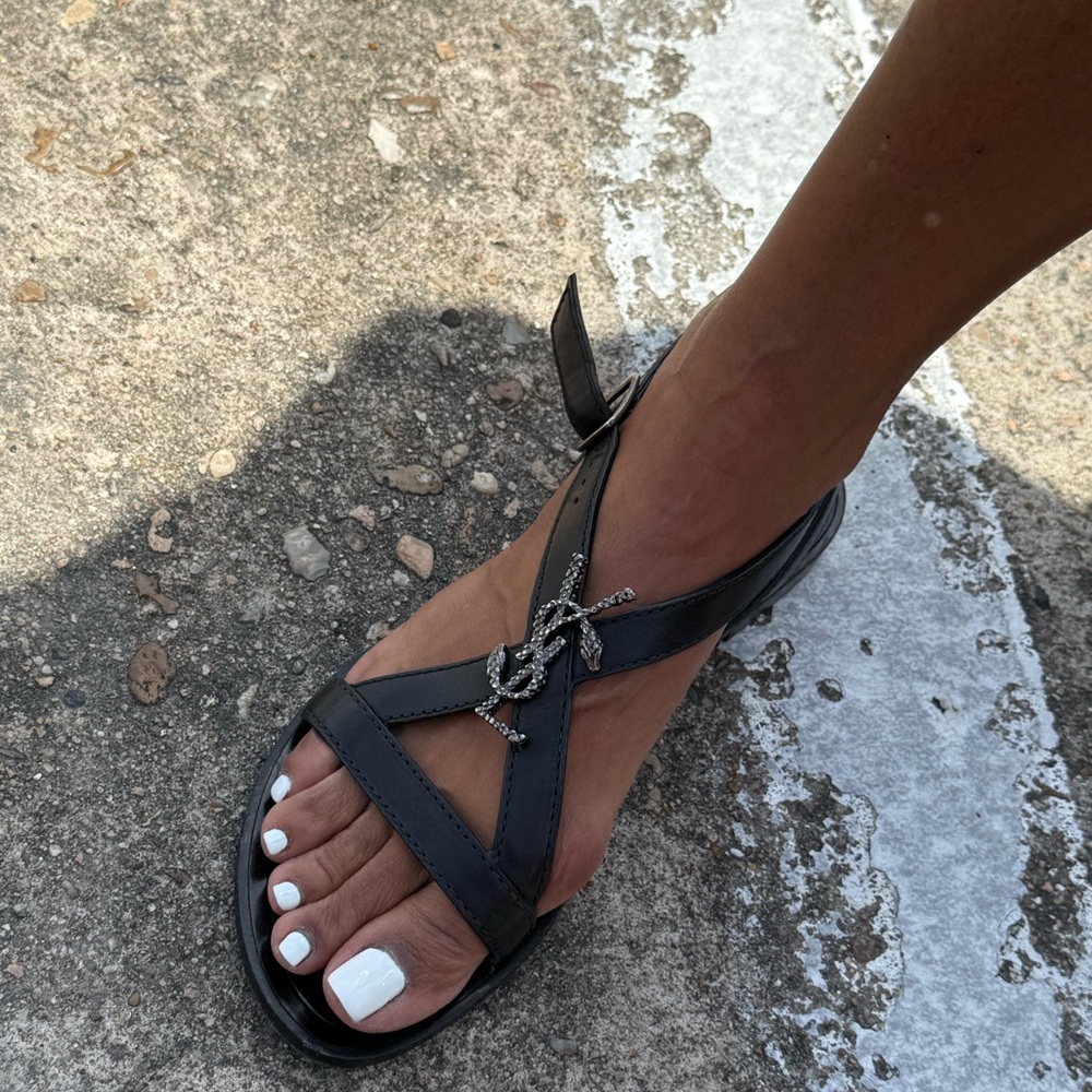 Saint Laurent Joson Pallad O Black Sandals sz 38.5 - Picture 14 of 15